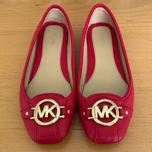 Michael Kors Leather Red Saffiano Fulton  Moccasin Flat Shoes size 6m